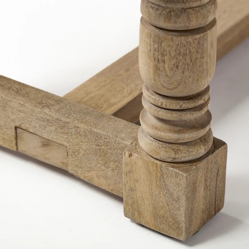Banc en jute à motifs de 59 pouces avec structure en bois de manguier