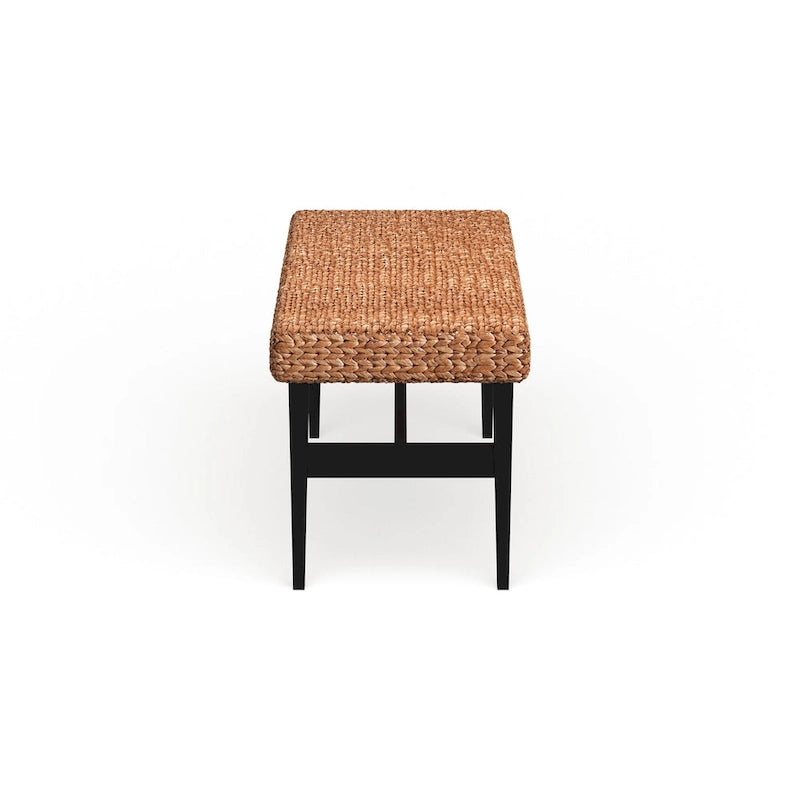 Banco tejido natural de 44.5 pulgadas con detalles negros