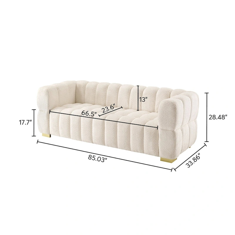 85-Inch Modern Sofa with Waffle-Style Design