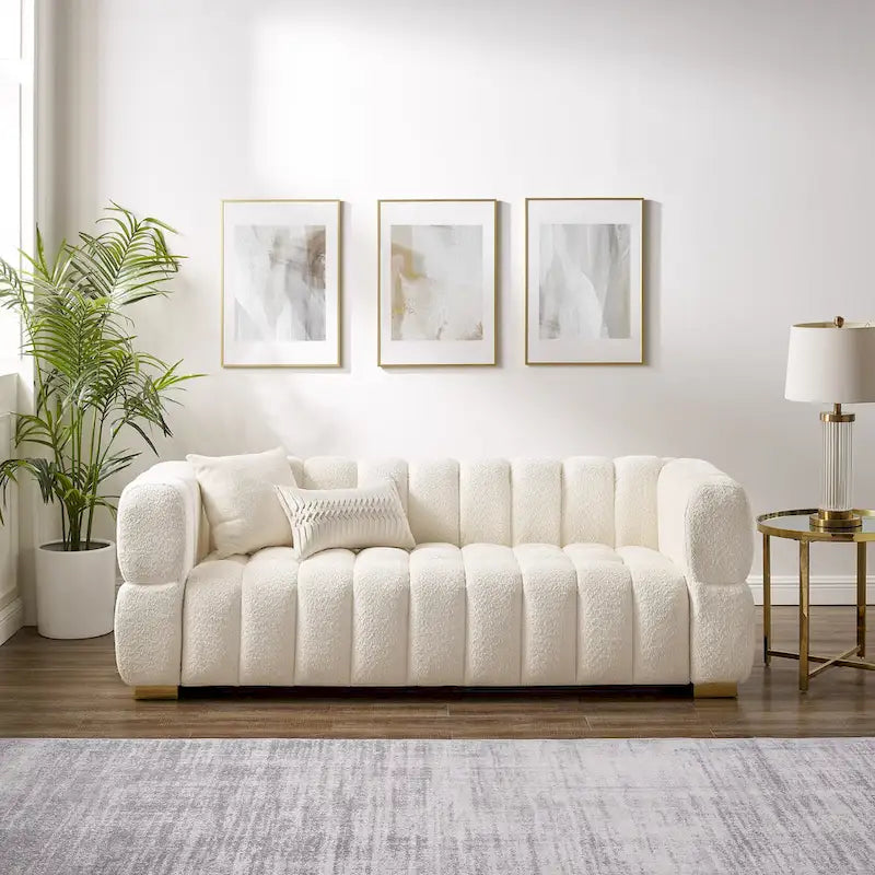 Sofá moderno de 85 pulgadas con diseño estilo gofre