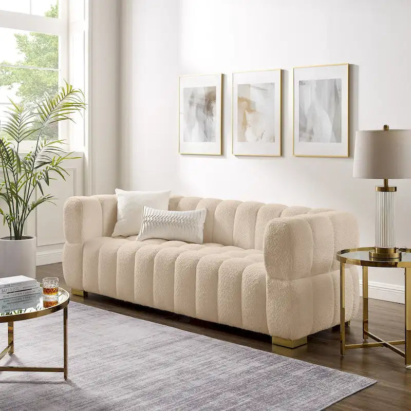 Sofá moderno de 85 pulgadas con diseño estilo gofre