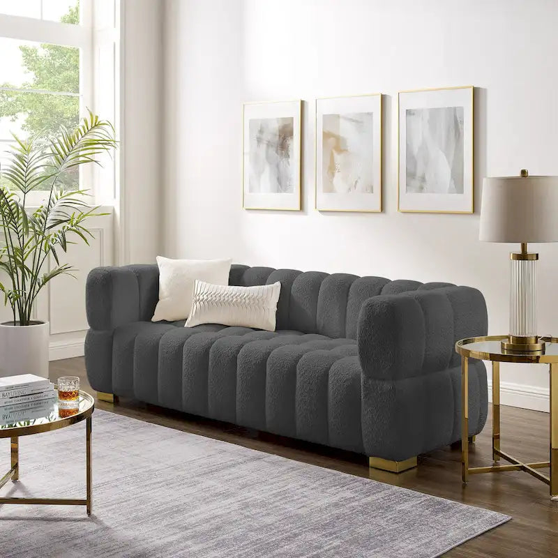 Sofá moderno de 85 pulgadas con diseño estilo gofre