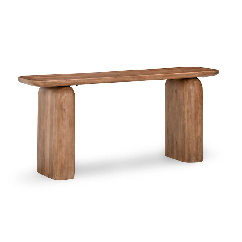 Console de 68 pouces en bois de manguier avec détails arrondis