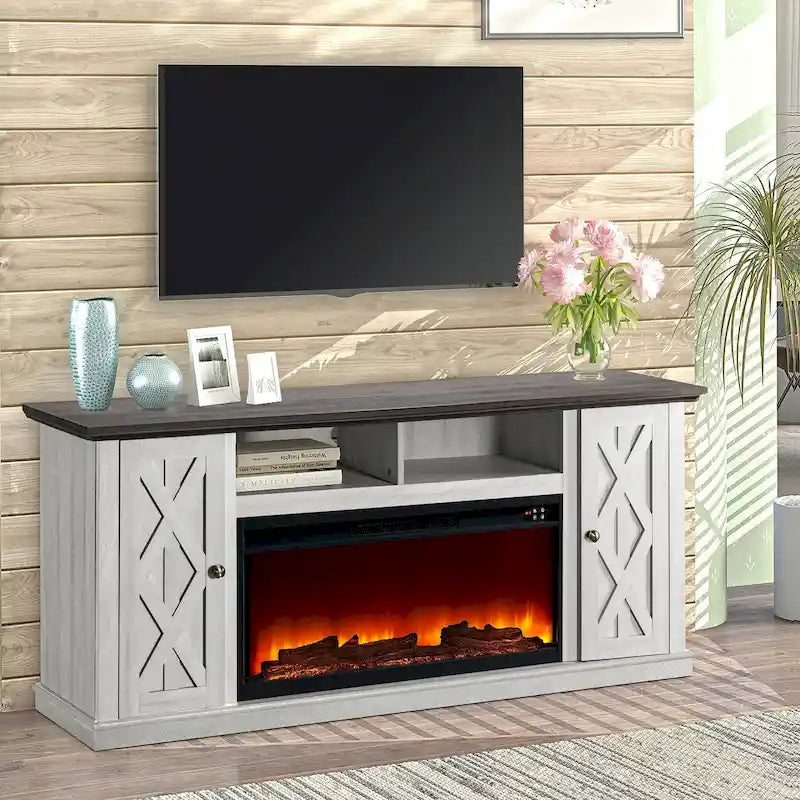 TV-Schrank mit Kamin, 68 Inch, für Fernseher bis zu 75 Inch