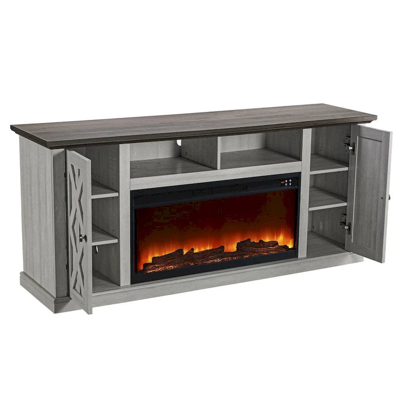 TV-Schrank mit Kamin, 68 Inch, für Fernseher bis zu 75 Inch