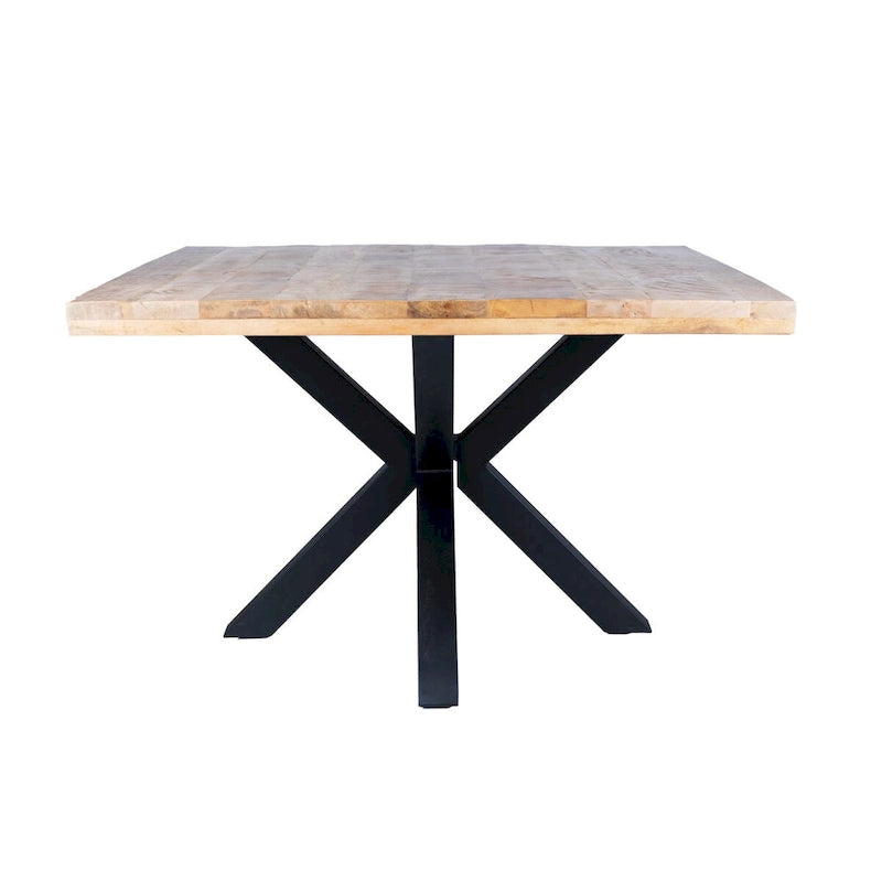 48-Zoll-Quadrat-Esstisch aus Mangoholz mit Metallgestell