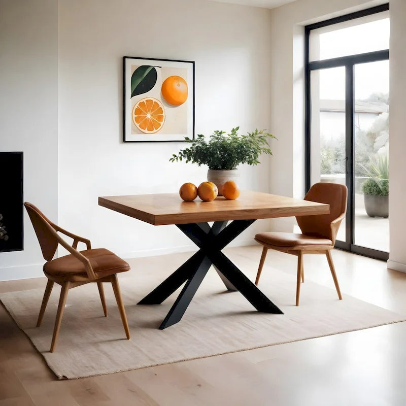 48-Zoll-Quadrat-Esstisch aus Mangoholz mit Metallgestell