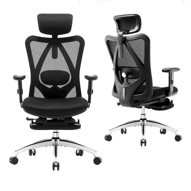 Black Ergonomic Office Chair with Footrest