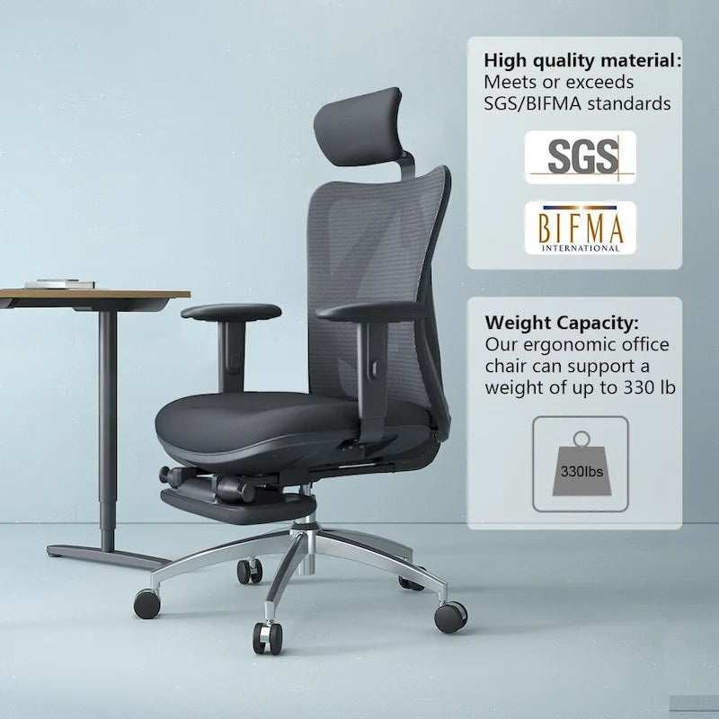 Black Ergonomic Office Chair with Footrest