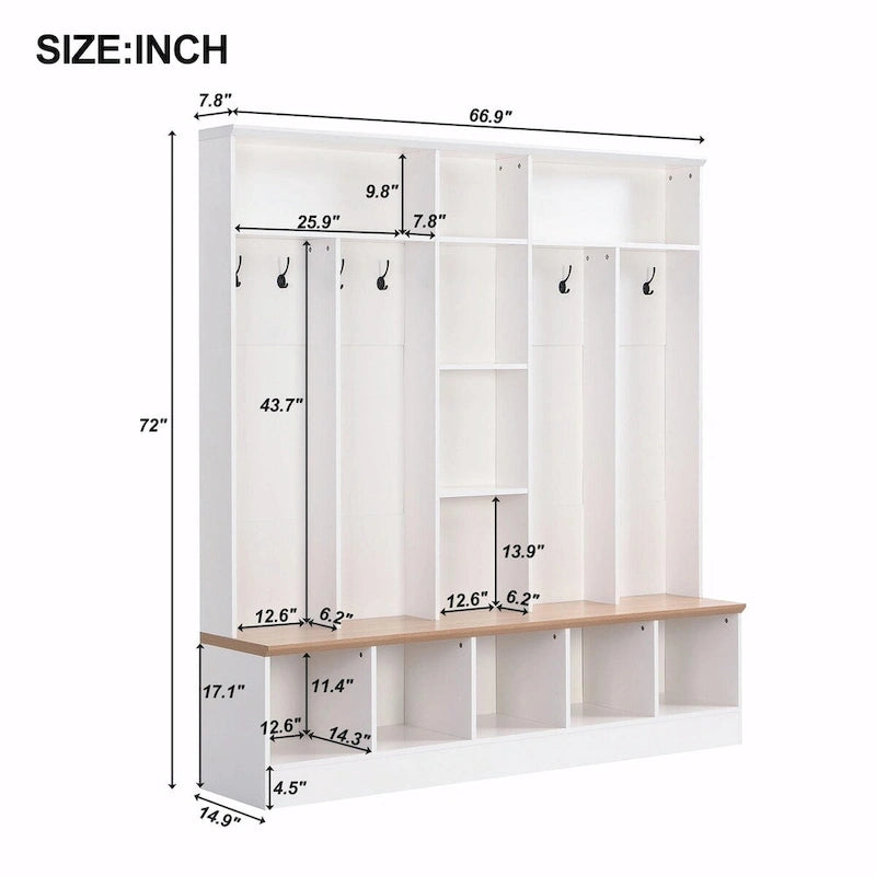 Garderobe für den Eingangsbereich mit Sitzbank und 8 Haken