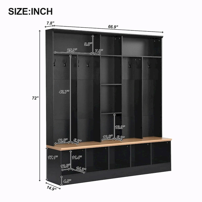 Garderobe für den Eingangsbereich mit Sitzbank und 8 Haken