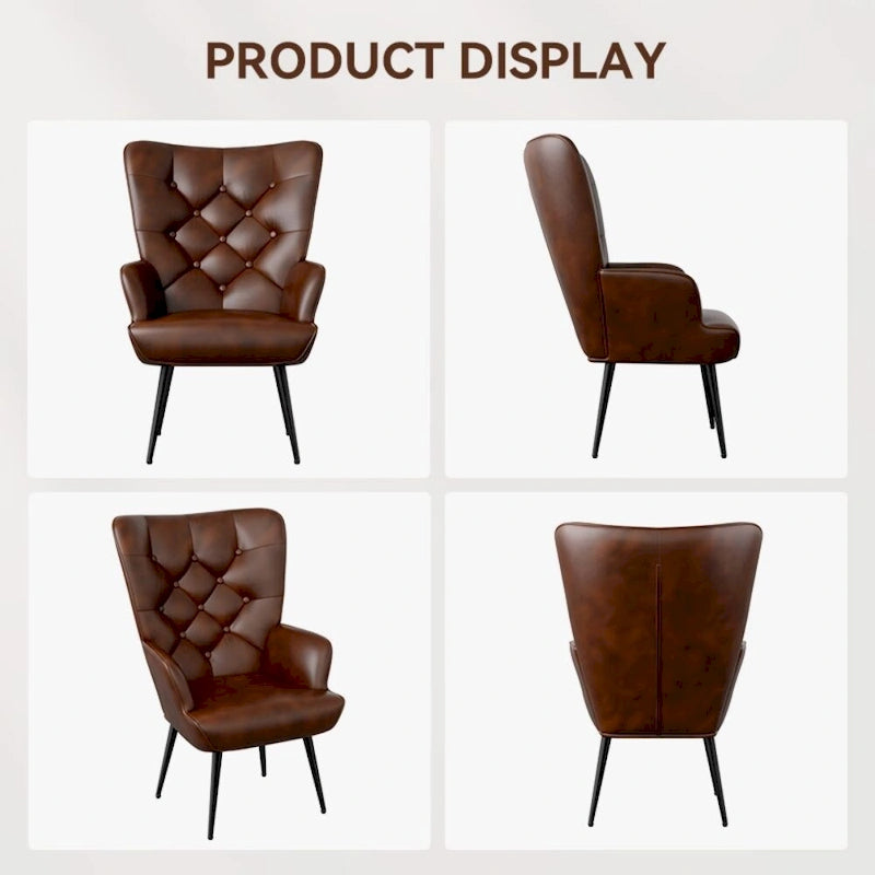 Velvet Upholstered Armchair with Tapered Wood Legs