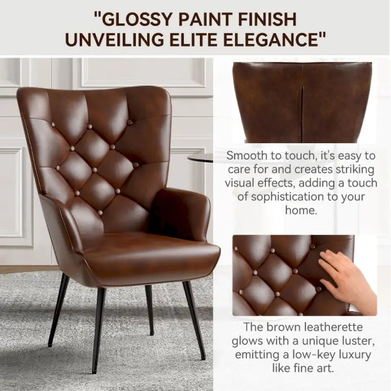 Velvet Upholstered Armchair with Tapered Wood Legs